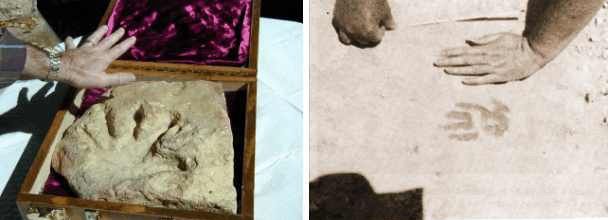 En capas geológicas del Período Cretácico se han descubiertohuellas humanas no sólo de pies sino también de manos.