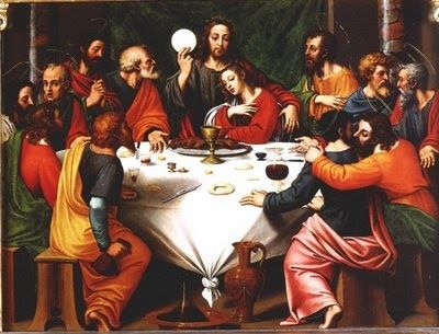 Aquí María Magdalena aparece en posición de pareja en el regazo de Jesus, además al igual que la pintura de Leonardo, el mantel tiene un nudo, señal de que en la pintura hay algo secreto, era un código de los pintores de la época para evitar ser castigados por la Iglesia católica.