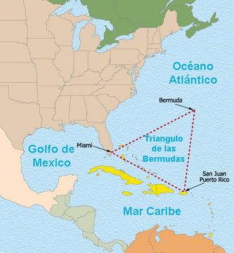mapa de la zona del Triángulo de las Bermudas