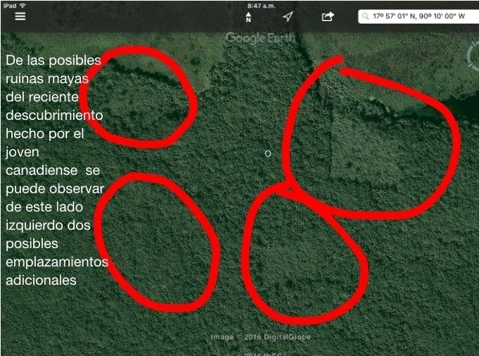 girando la imagen hacia el noreste, se pueden observar otros emplazamientos de tamaños interesantes, incluso el que se observa al suroeste, si se observa con cuidado parece ser una edificación parecida a una plaza de juego de pelota o un corredor similar a la calzada de los muertos en Teotihuacan.
