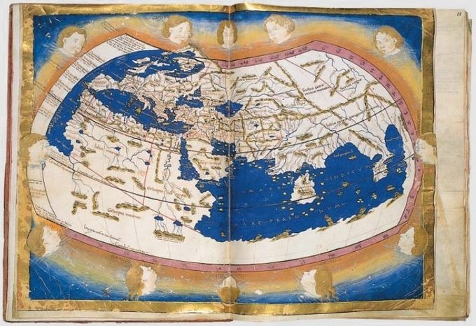 Mapamundi de Ptolomeo desarrollado por la Universidad de Ulm en 1467