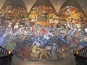 Uno de los famosos Murales de Diego Rivera en la escalinata del Palacio Nacional