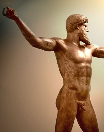 Bronce griego, que se cree representa a Poseidón o Zeus, Museo Arqueológico de Atenas.