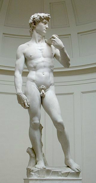 David de Miguel Ángel en la galería de la Academia, Italia
