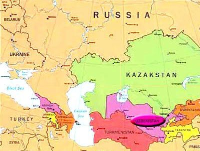 Mapa de Asia en la zona sur de Rusia