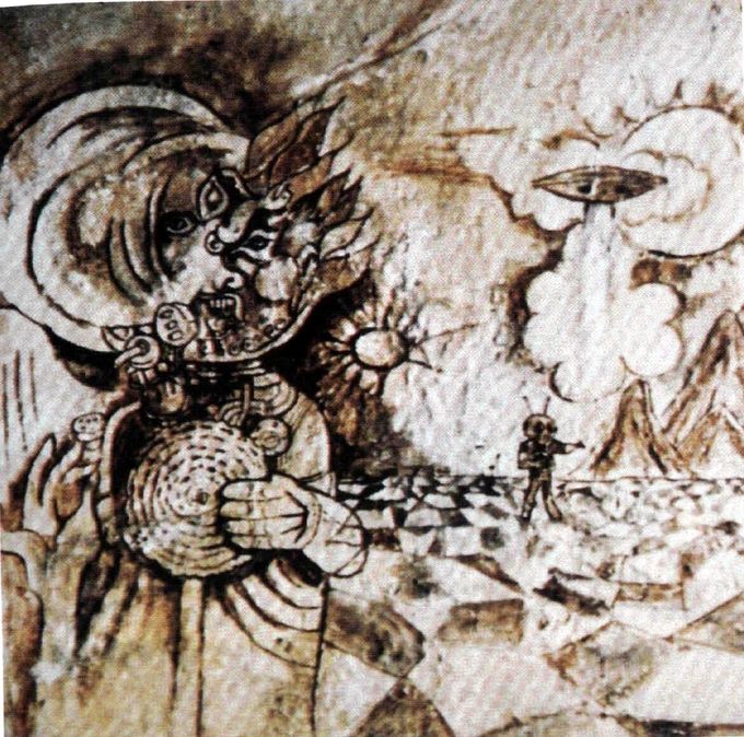 Imagen monocromática de la pintura rupestre