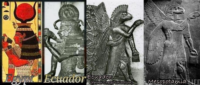 Imágenes comparativas unas encontradas en Egipto y Otras en Sumeria comparadas con las encontradas en el Ecuador