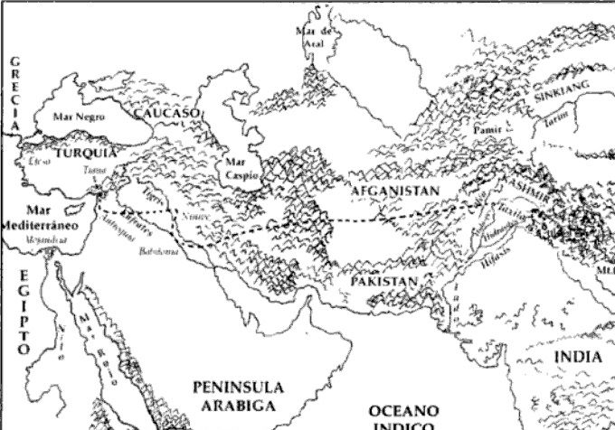 Mapa con el itinerario seguido por Apolonio de Tiana en sus viajes, según lo relata su biógrafo Flavio Filóstato, un viaje que le llevó a entrar en contacto con los sacerdotes egipcios, los magos o sacerdotes zoroastristas e incluso con los brahmanes en la India. Dos son los principios básicos del brahmanismo, que luego evolucionaría hacia el hinduismo moderno, la división de la sociedad en castas y la metempsícosis. Este último término sería adoptado por los pitagóricos para designar a las mutaciones del alma humana que, una vez muerto el hombre, puede pasar a otros seres vivos, ya sean otros seres humanos y también animales. (imagen procedente de  http://www.internetarcano.org)