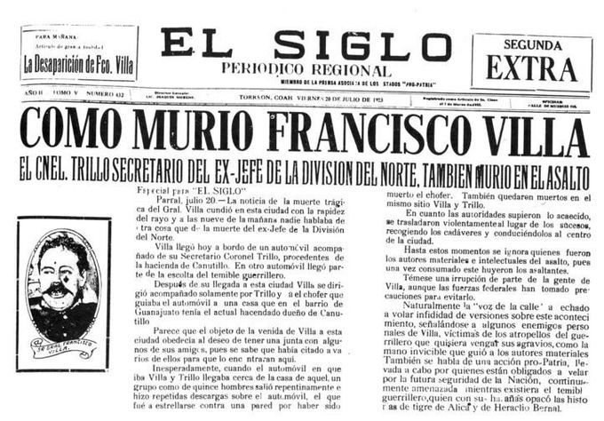 Ya por la tarde del 20 de julio de 1923, El Siglo de Torreón imprimió su segundo 