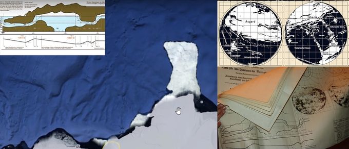 Arriba a la Izquierda el mapa nazi coloreado, a la derecha el mapa nazi de Liberia.