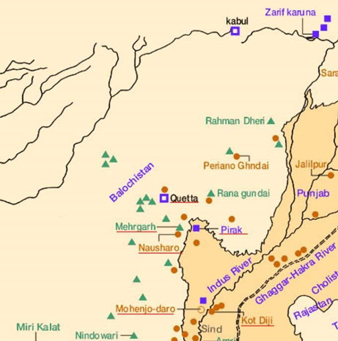 La civilización del valle del Indo incluido sitios ubicados a lo largo de la costa de Makran. Fuente: http://www.waa.ox.ac.uk