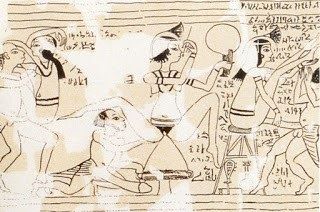 Meretriz egipcia maquillándose antes de su encuentro erótico