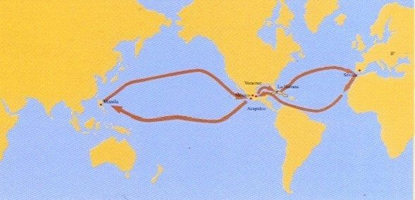 Ruta marítima Acapulco-Manila y Manila-Acapulco utilizada durante 250 años.