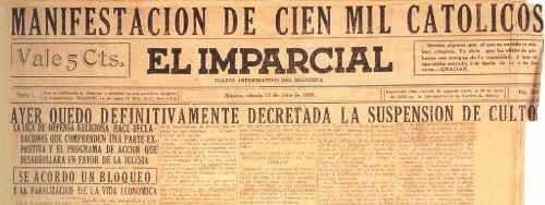 Encabezado de uno de los periódicos de la época