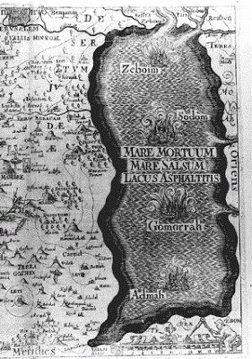Mapa de Canaán de 1650 afirmando la localización de las ciudades.
