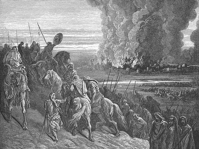 «Y volviendo Josué, tomó en el mismo tiempo a Jasor, y mató a espada a su rey; pues Jasor había sido antes cabeza de todos estos reinos. Y mataron a espada todo cuanto en ella tenía vida, destruyéndolo por completo, sin quedar nada que respirase; y a Jasor pusieron fuego. Asimismo, tomó Josué todas las ciudades de aquellos reyes, y a todos los reyes de ellas, y los hirió a filo de espada, y los destruyó, como Moisés siervo de Yahvé lo había mandado». JOSUÉ 11:10-12.