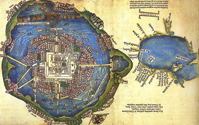Mapa de Tenochtitlán con el Norte Hacia Arriba