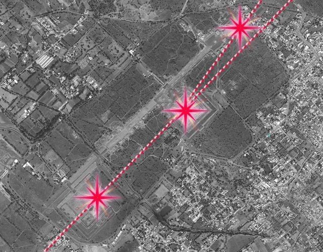 Proyección de las estrellas del cinturón de Orión sobre las pirámides de Teotihuacan