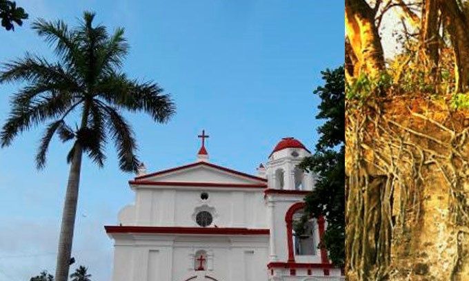 Antigua Veracruz, la primera Ermita construida en el Continente Americano a la izquierda y la casa de Cortés a la derecha