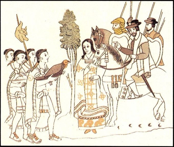 Varios son los códices prehispánicos que muestran a la Malinche en su labor de mensajera y consejera.