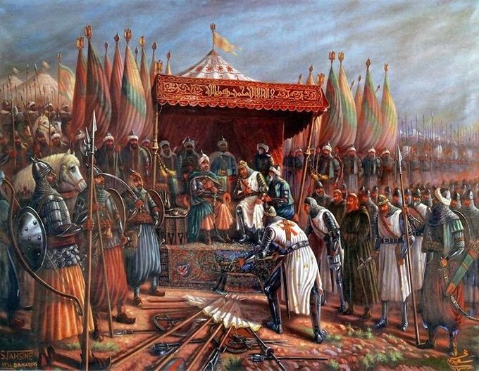 Saladin and Guy de Lusignan after battle of Hattin in 1187, 1954. Said Tahsine (1904-1985 Syria). Fuente: http://en.wikipedia.org