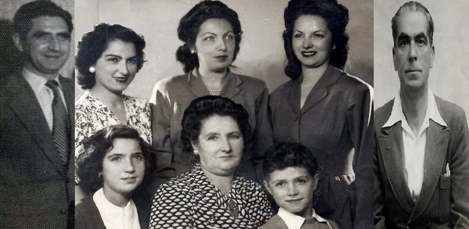 La Familia que nunca más pudo estar reunida por completo, Gonzalo, Ramonita, Pepita, Mari (nunca vino a México y no volvió a ver a sus padres y a algunos de sus hermanos), Don Gonzalo, (abajo) Lucí, Doña Ramona, y Ángel