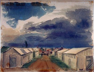 Campo de concentración de Gurs.
Acuarela de Karl Schwesig (1898-1955)
que estuvo internado ahí