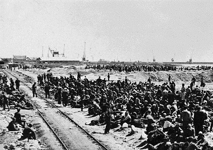 Exilio Prisioneros republicanos sobre las vías del Ferrocarril Alicante-Murcia