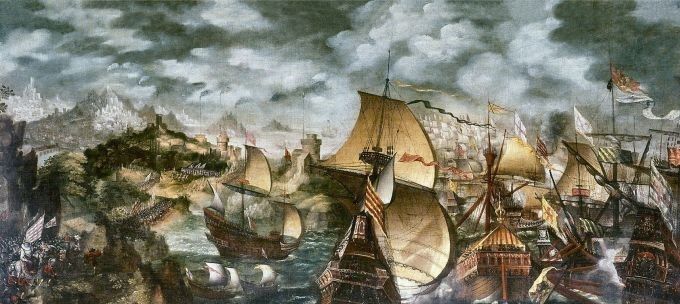 La Armada Invencible navegando frente a Cornualles. (Nicholas Hilliard)