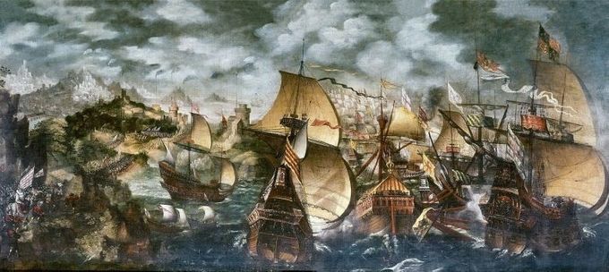 La Armada Invencible navegando frente a Cornualles. (Nicholas Hilliard)