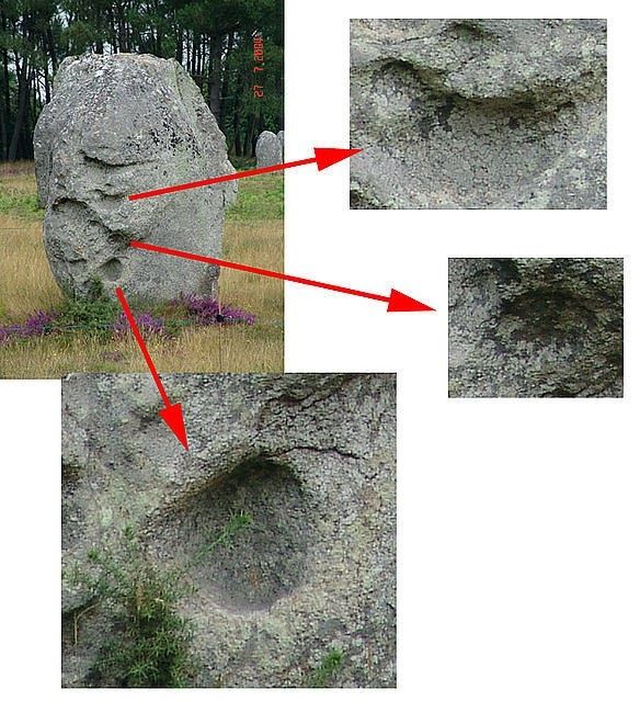 En la foto superior se observa una serie de concavidades con aristas suaves,
 ¿quizás producidas por una manipulación de la roca en su estado dúctil?