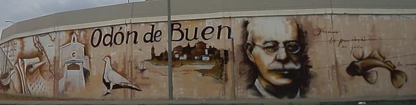 Mural dedicado a Odón de Buen, en Zuera, Zaragoza