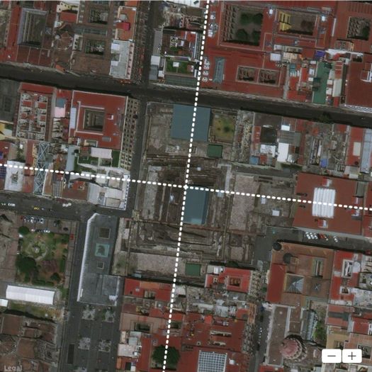 El Templo Mayor y el área circundante en la moderna Ciudad de México están alineados con el polo de Groenlandia.
