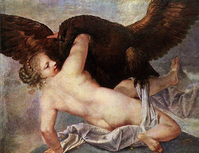 Asteria perseguida por Zeus en forma de águila Asteria 
