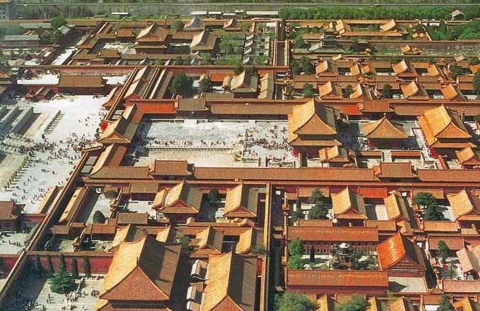 Vista aérea del Palacio Imperial de Beijín (o como se le conocía, la Ciudad Prohibida o el Palacio del último emperador chino)