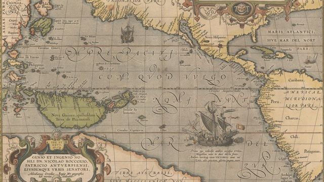Mapa del Océano Pacífico de 1595.
FUENTE DE LA IMAGEN, GETTY IMAGES
