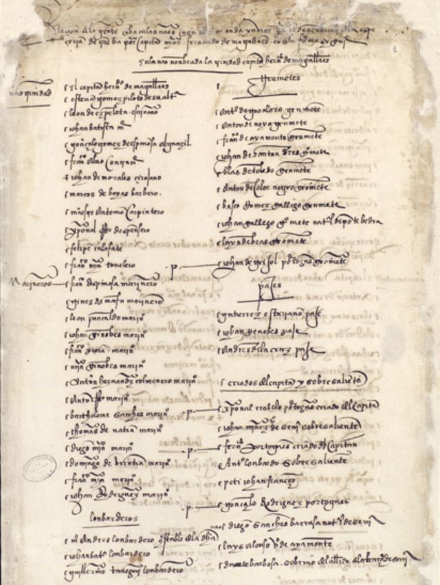 Relación de los marineros que formaron parte de la expedición.
FUENTE DE LA IMAGEN, ARCHIVO GENERAL DE INDIAS
