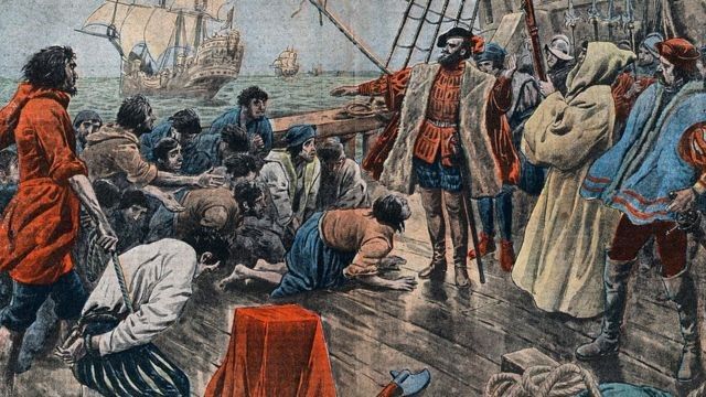 La desesperación de los marineros por las malas condiciones conllevó varios motines.
FUENTE DE LA IMAGEN, GETTY IMAGES